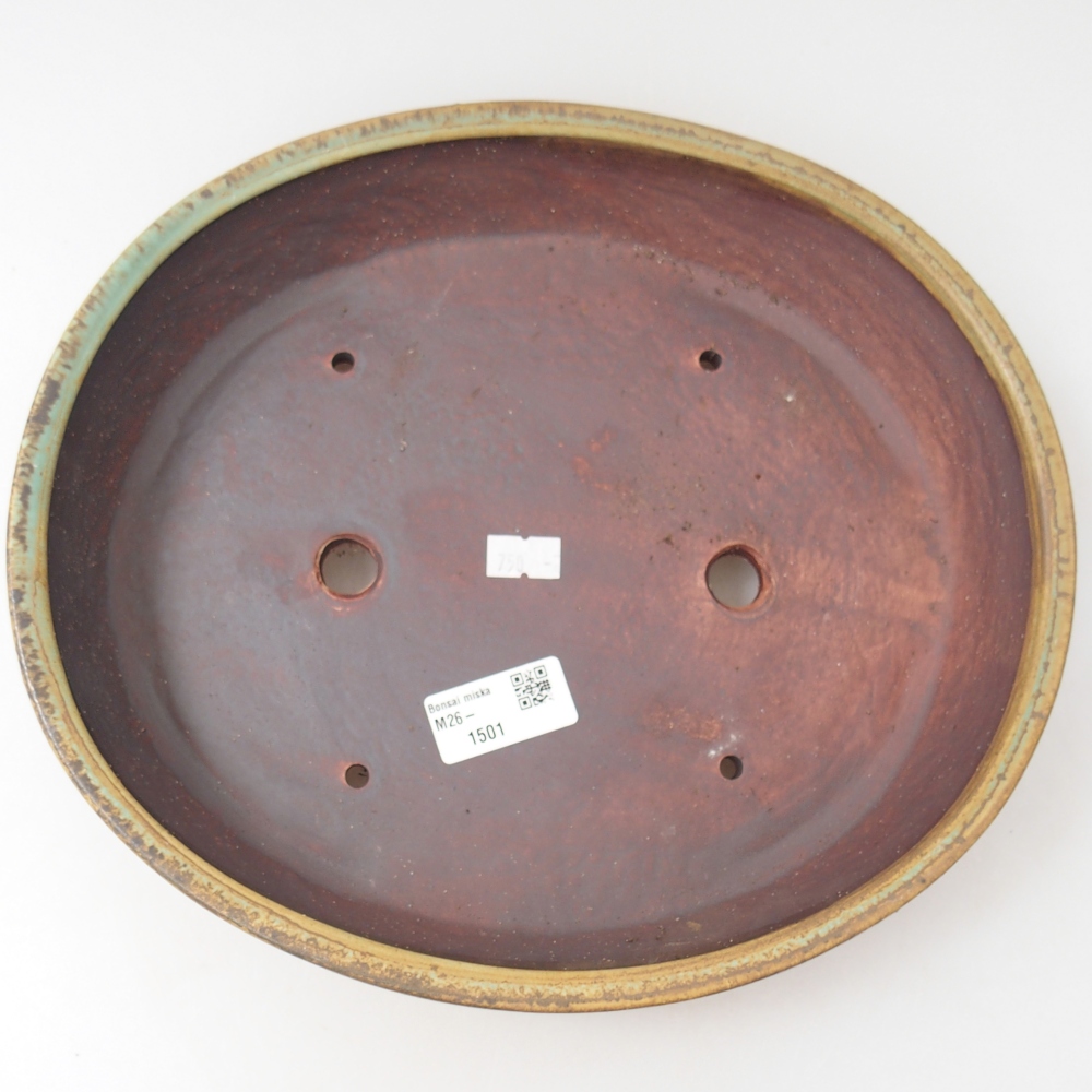 Ceramic bonsai bowl 28,5 x 25 x 6 cm, green