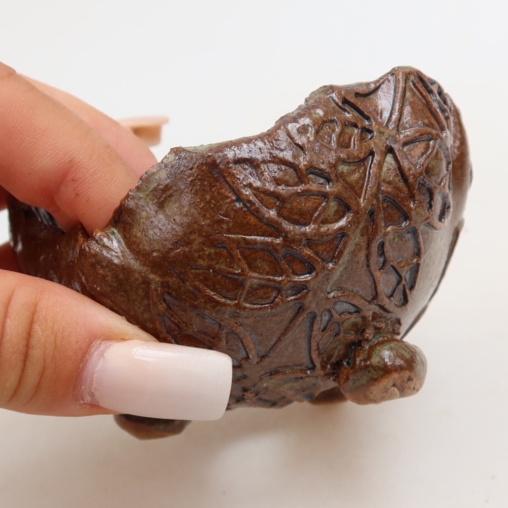 Ceramic Shell  8.5 x 8.5 x 6 cm, brownish-green