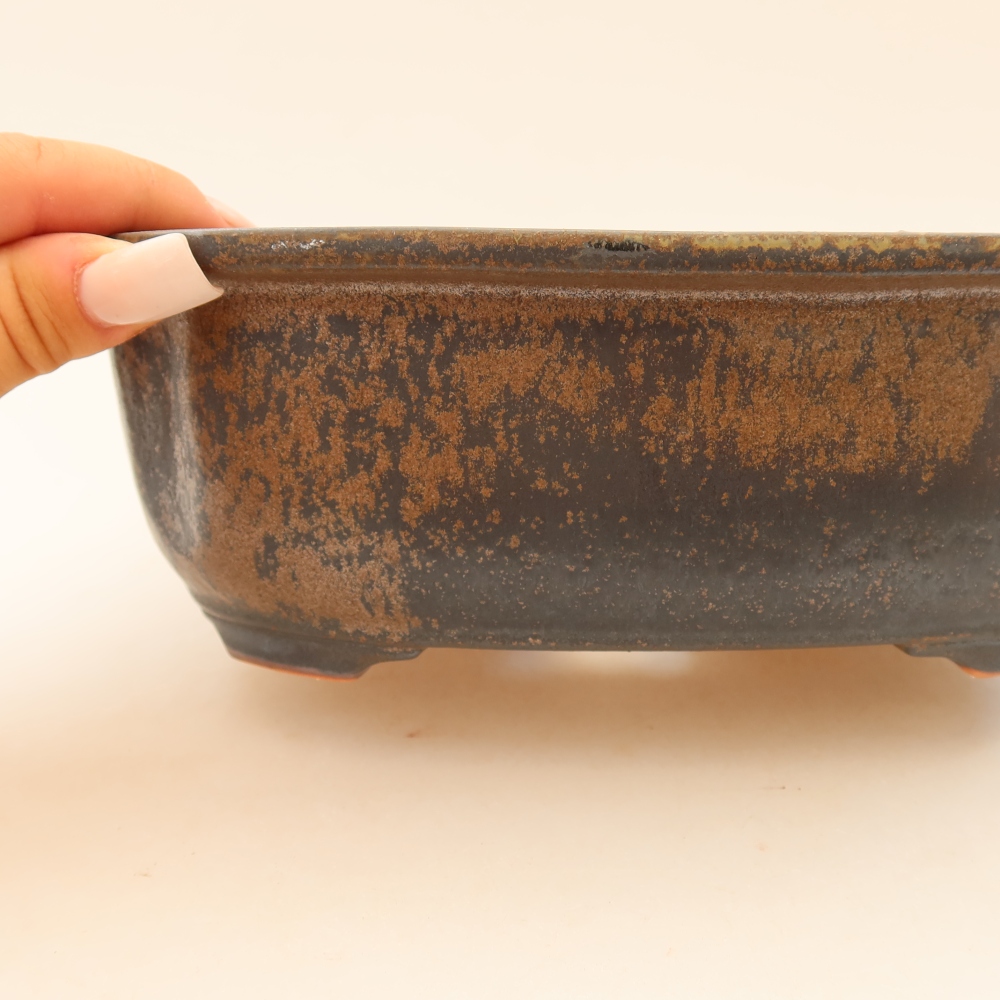 Ceramic bonsai pot, 22.5 x 17.5 x 7.5 cm, brown