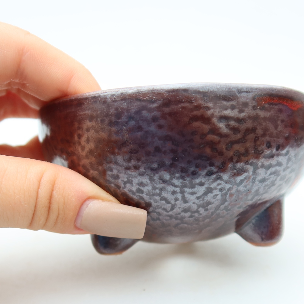 Ceramic bonsai bowl 10 x 10 x 5 cm, brown