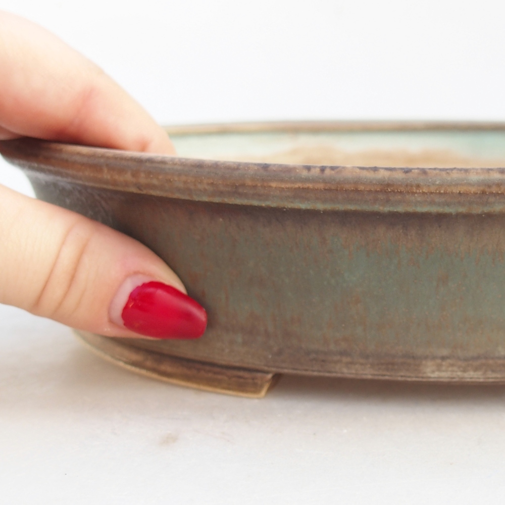 Ceramic bonsai bowl 24 x 21 x 5 cm, green