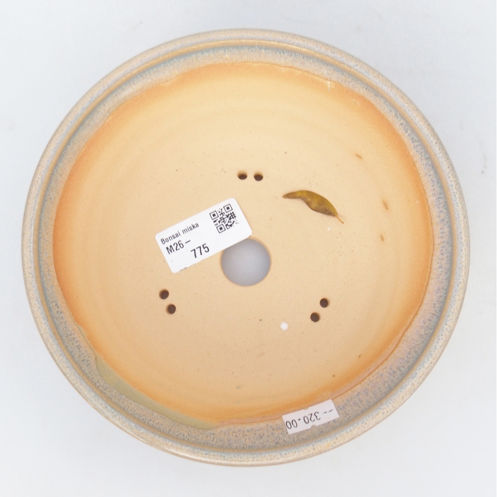 Ceramic bonsai bowl 17 x 17 x 5,5 cm, green-brown