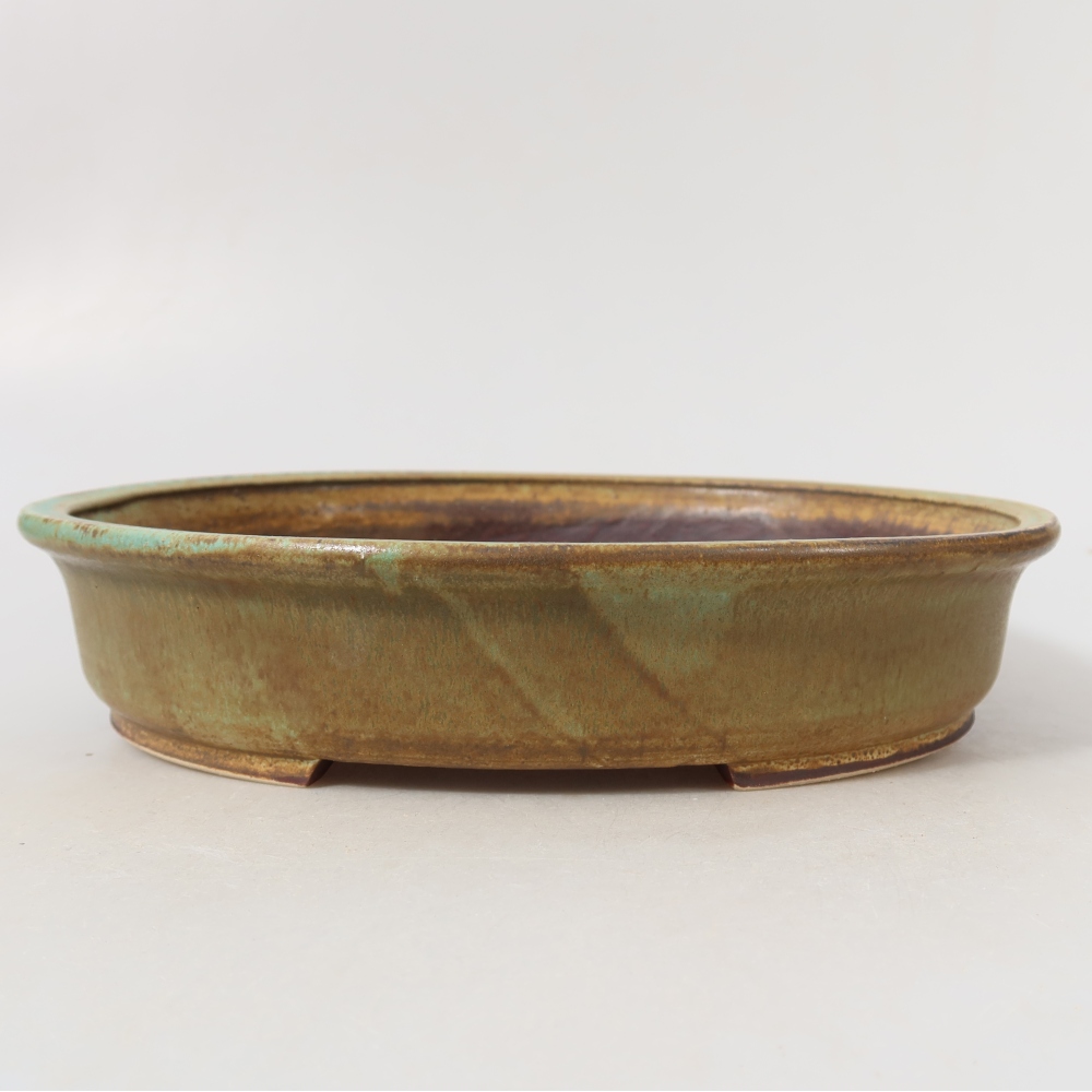 Ceramic bonsai bowl 24 x 21 x 5 cm, green