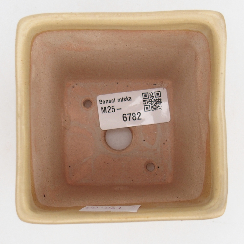 Ceramic bonsai bowl 7,5 x 7,5 x 10 cm, colour beige