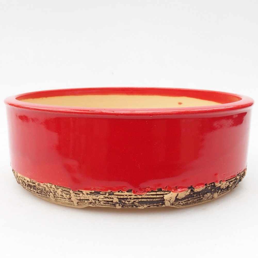 Ceramic bonsai bowl 17 x 17 x 6 cm, color red