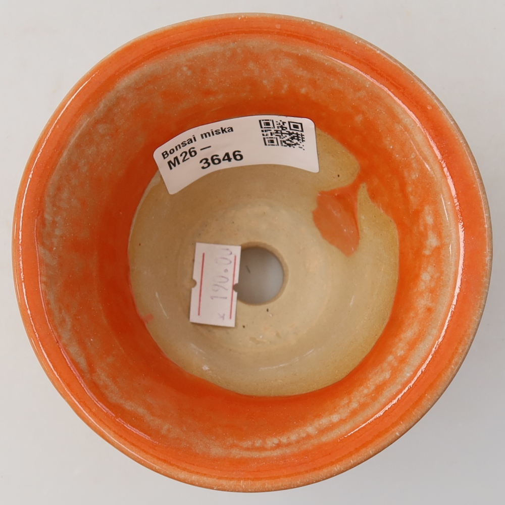 Ceramic bonsai pot, 10.5 x 10.5 x 7 cm, orange
