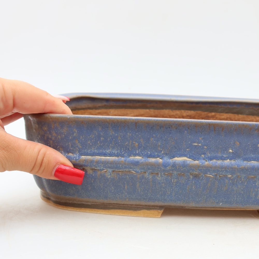 Ceramic bonsai pot, 29.5 x 23 x 7 cm, blue