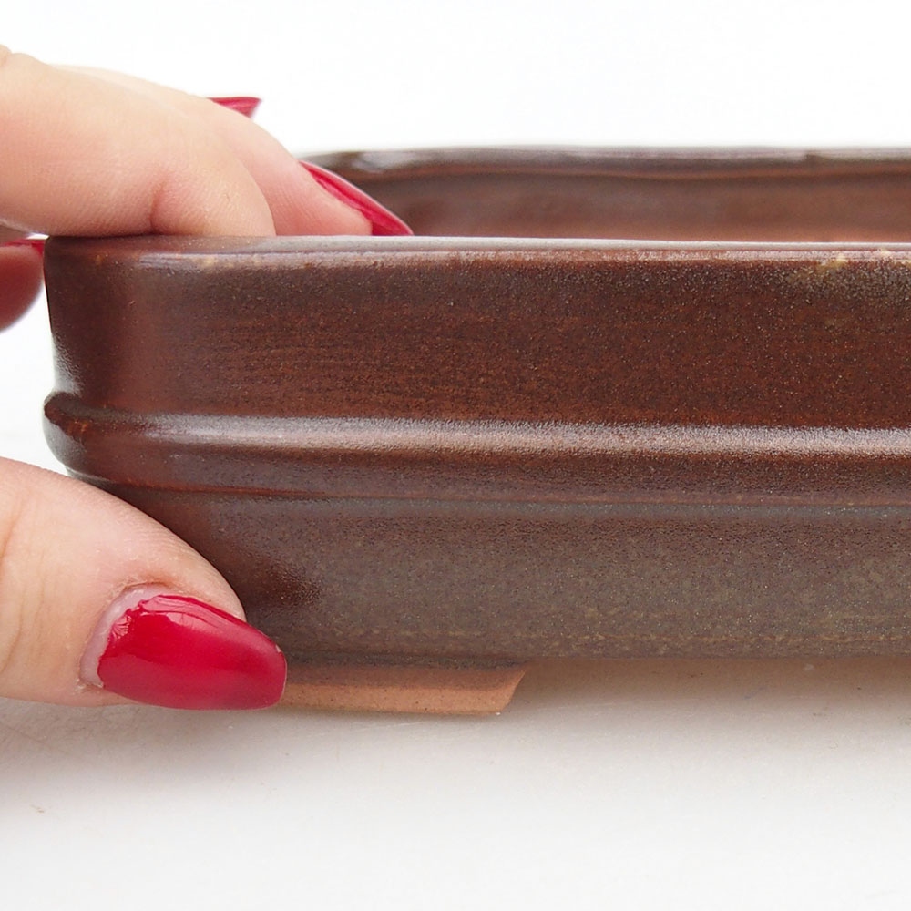 Ceramic bonsai bowl 14,5 x 12,5 x 4,5 cm, brown