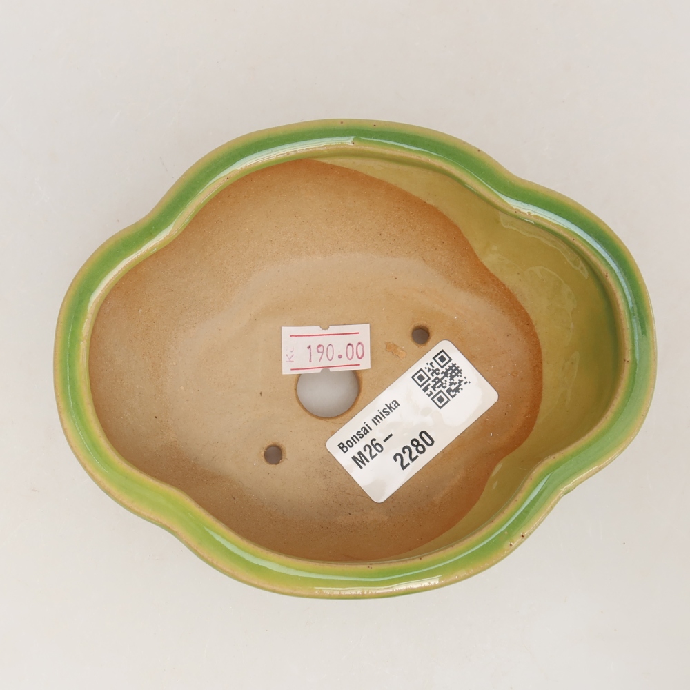 Ceramic bonsai pot, 12.5 x 10.5 x 4.5 cm, green