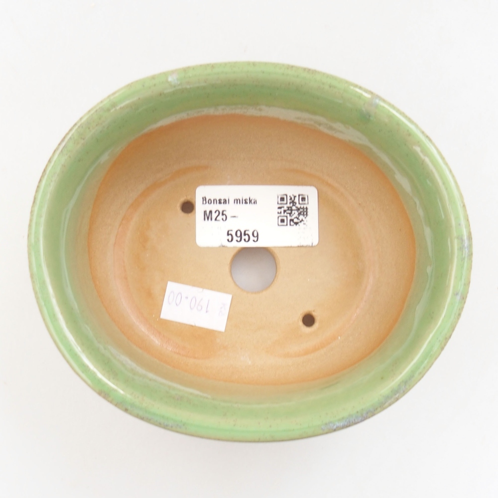 Ceramic bonsai bowl 12,5 x 10,5 x 5,5 cm, color green