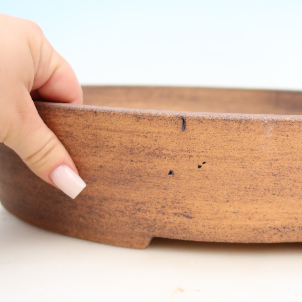 Ceramic bonsai pot, 38 x 30.5 x 7.5 cm, brown