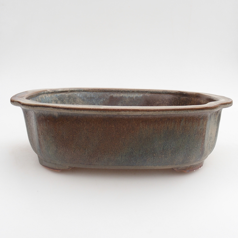 Ceramic bonsai bowl 24 x 19,5 x 7 cm, brown