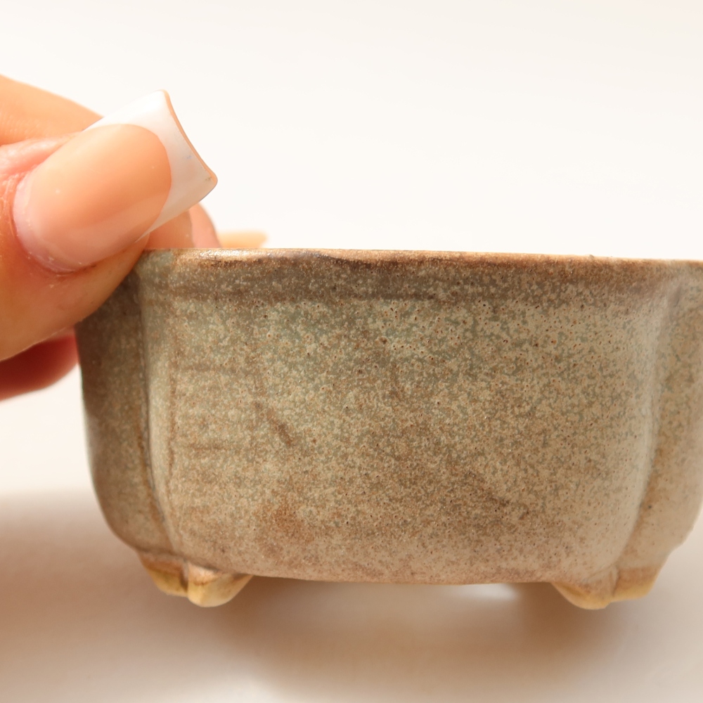 Ceramic bonsai pot, 8 x 7.5 x 3.5 cm, green