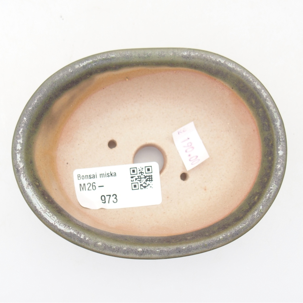 Ceramic bonsai bowl 11 x 8,5 x 4 cm, green