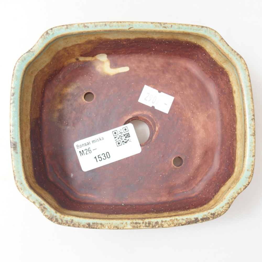 Ceramic bonsai bowl 14 x 12 x 4,5 cm, green