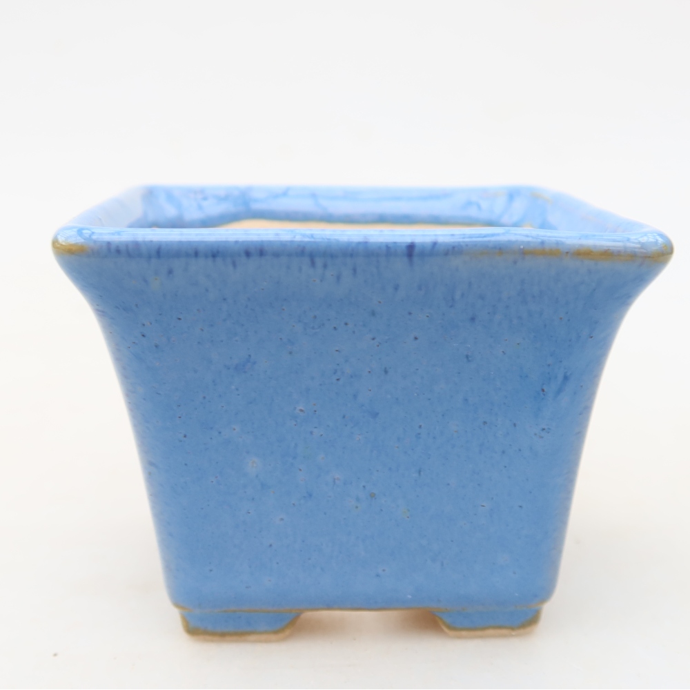 Ceramic bonsai pot, 6.5 x 6.5 x 5 cm, blue