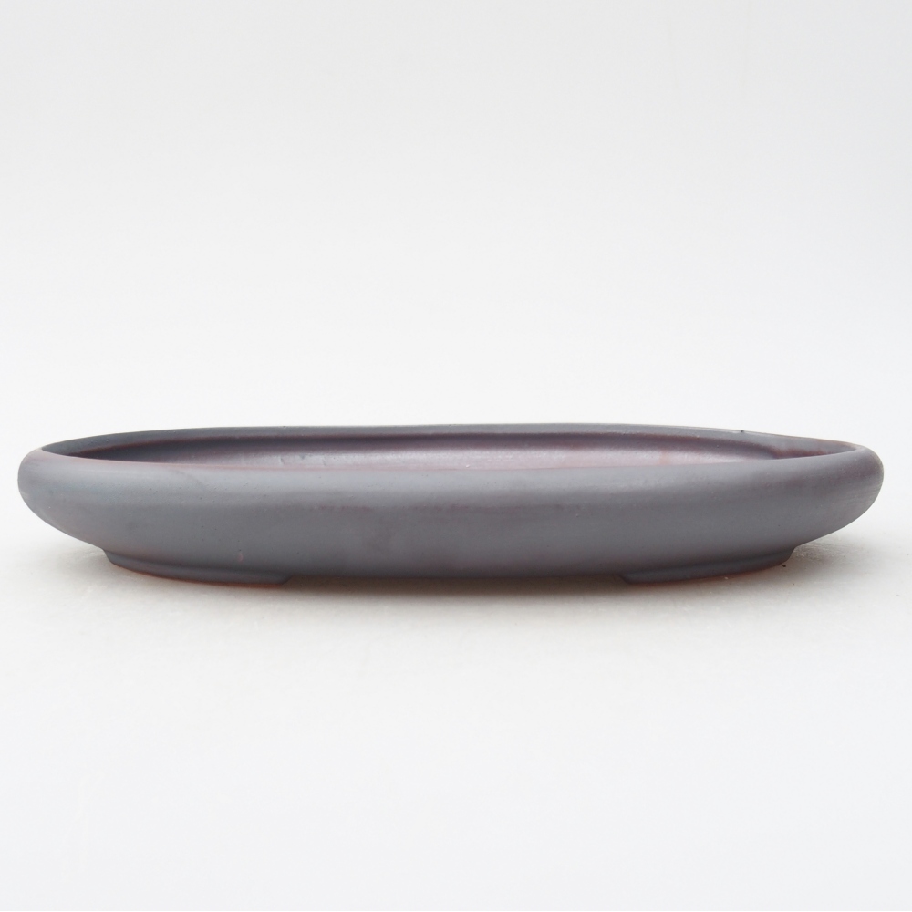 Ceramic bonsai bowl 22,5 x 16,5 x 3 cm, metal colour