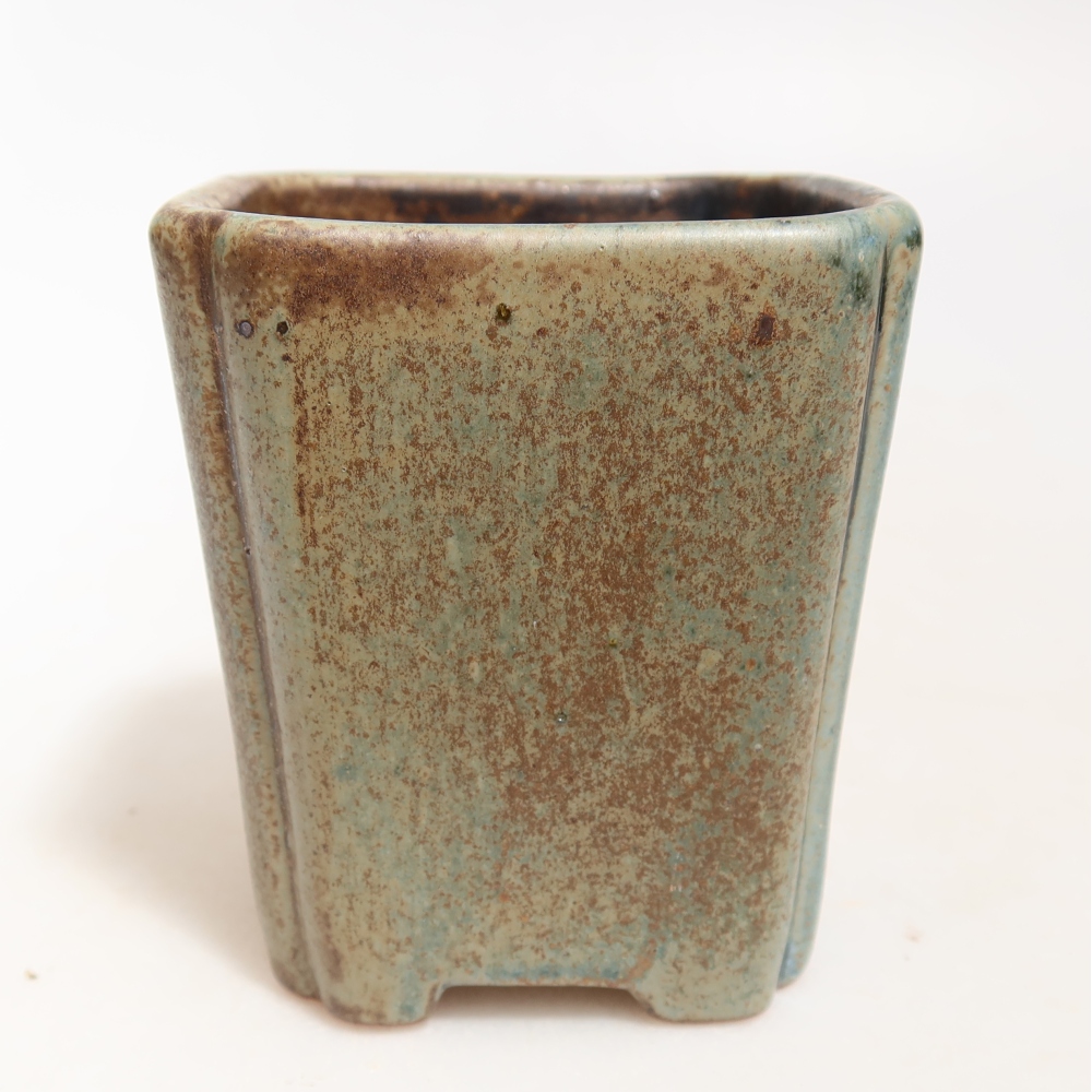 Ceramic bonsai pot, 7 x 7 x 8 cm, brown-green