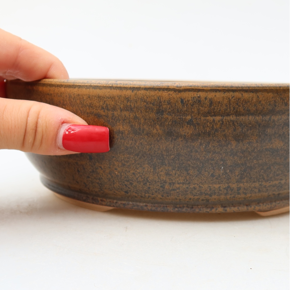 Ceramic bonsai pot, 19 x 19 x 6 cm, brown