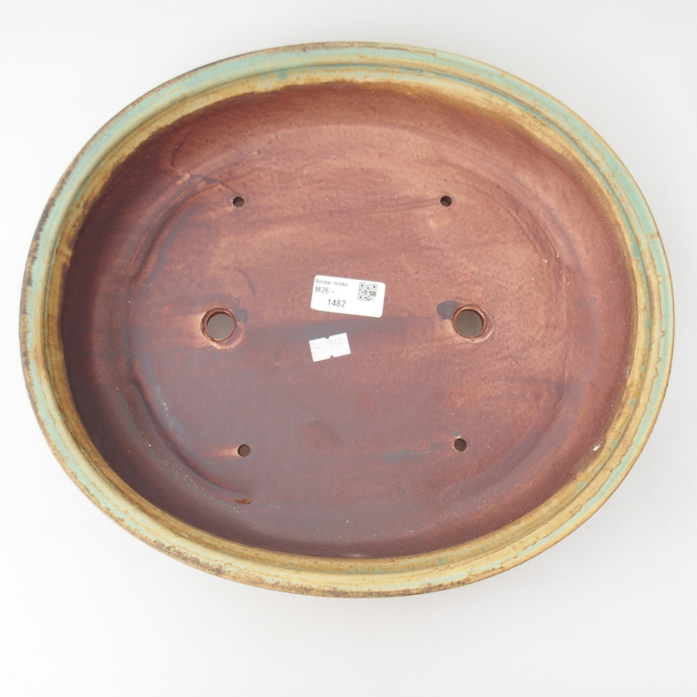 Ceramic bonsai bowl 32,5 x 28 x 7 cm, green