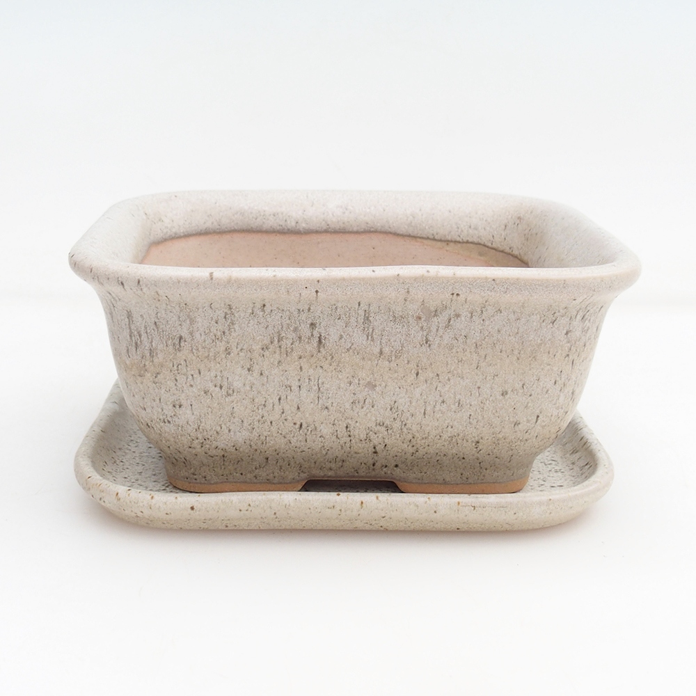 Bonsai bowl + saucer H38 - 12 x 10,5 x 5 cm. - beige
