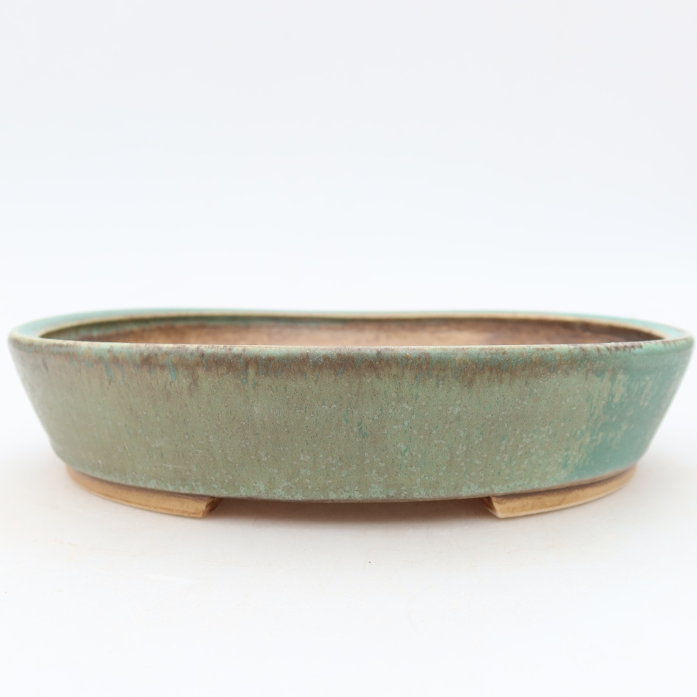 Ceramic bonsai bowl 21 x 19 x 4,5 cm, green