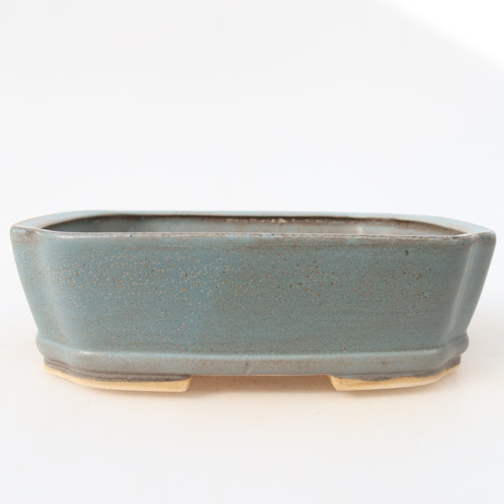 Ceramic bonsai pot, 17.5 x 14.5 x 5 cm, blue