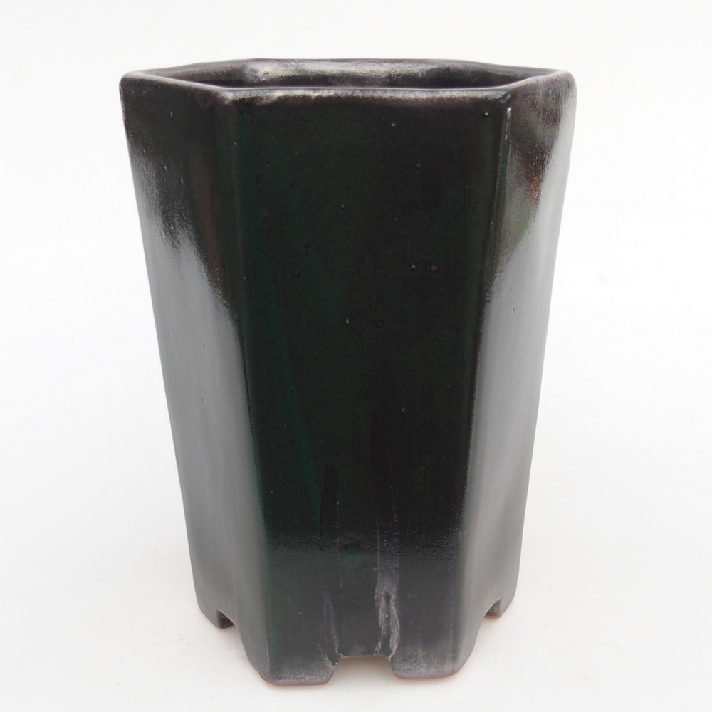 Ceramic bonsai bowl 12,5 x 11,5 x 16,5 cm, green