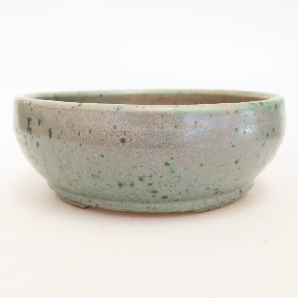 Ceramic bonsai pot, 14.5 x 14.5 x 5.5 cm, green