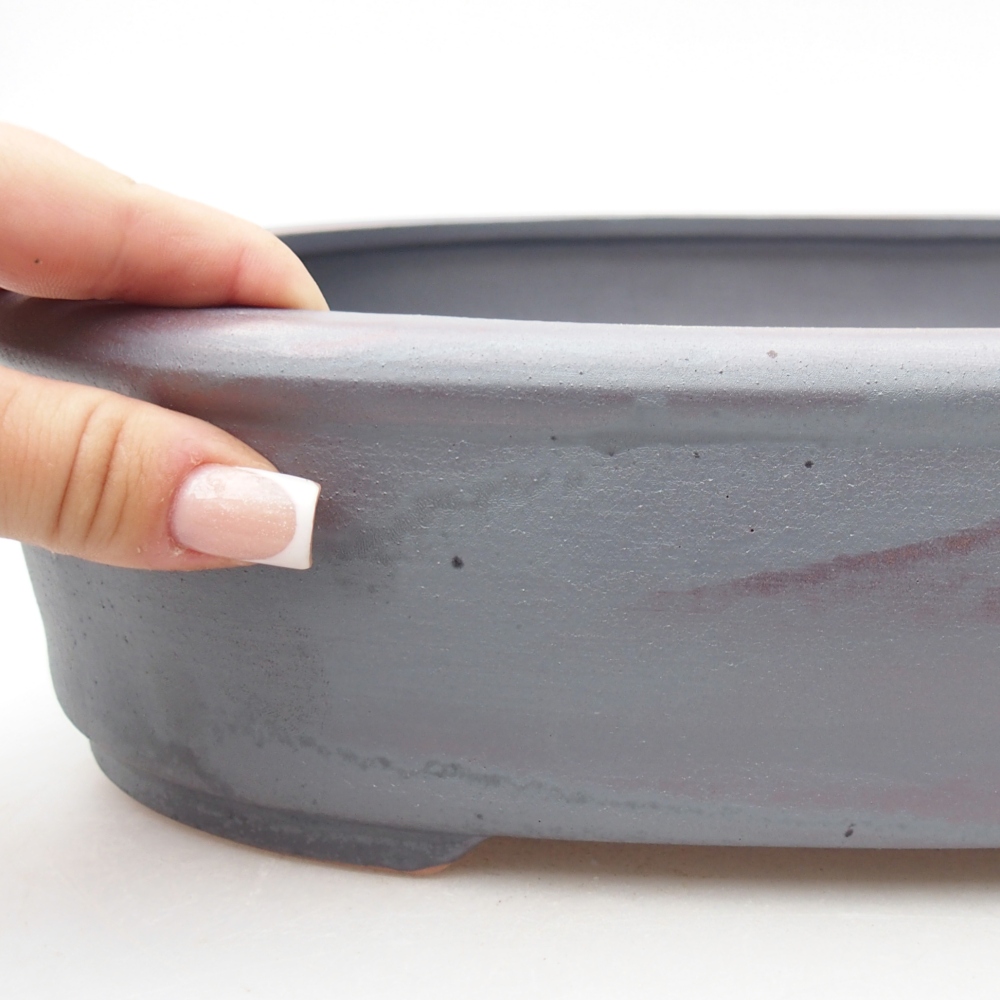 Ceramic bonsai bowl 32 x 25 x 8 cm, metal colour