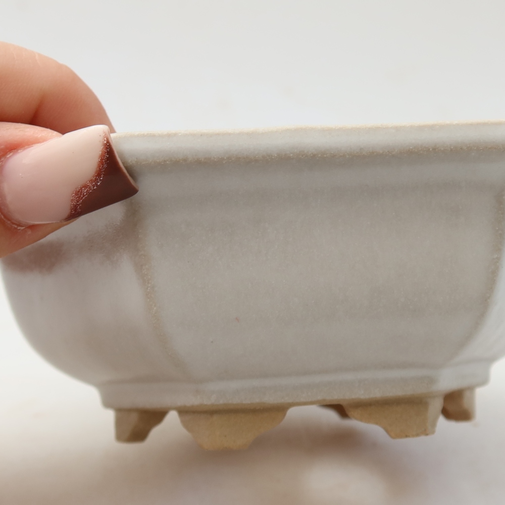 Ceramic bonsai pot, 12 x 10.5 x 4.5 cm, white
