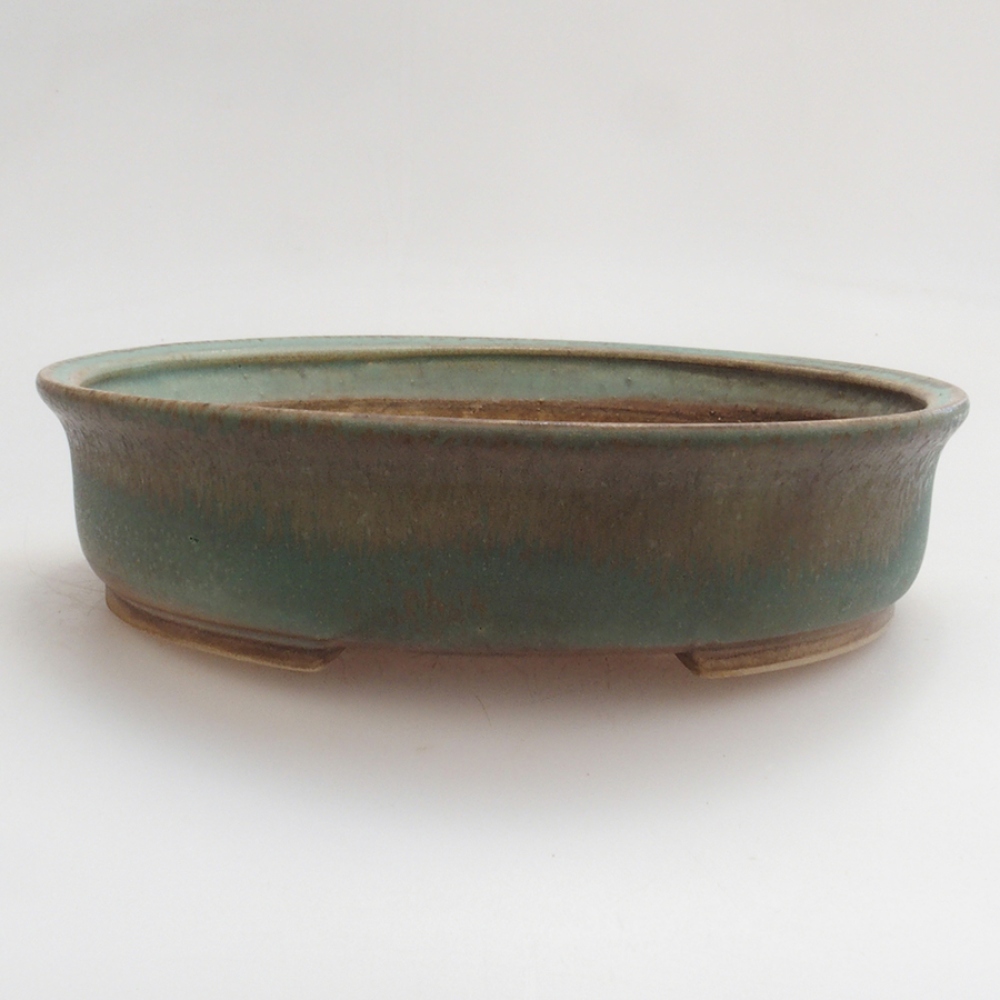 Ceramic bonsai bowl 17 x 15 x 4 cm, color green