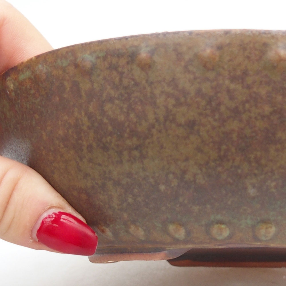 Ceramic bonsai bowl 17,5 x 17,5 x 4,5 cm, green