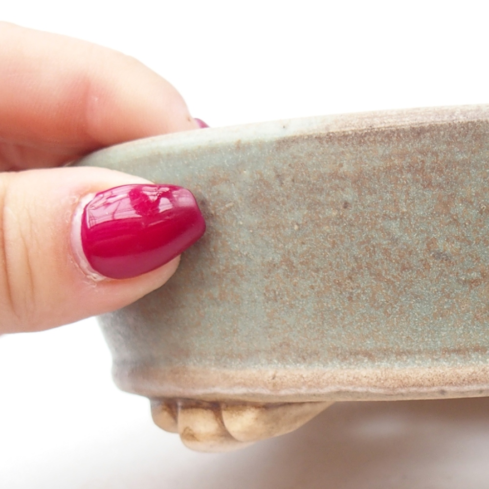 Ceramic bonsai bowl 13,5 x 13,5 x 4 cm, color green