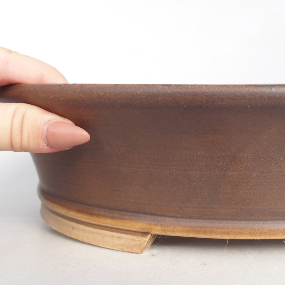 Ceramic bonsai bowl 32 x 29 x 7 cm, brown