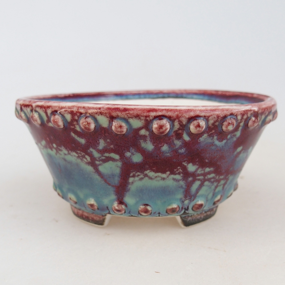 Ceramic bonsai bowl 10,5 x 10,5 x 5 cm, colour burgundy