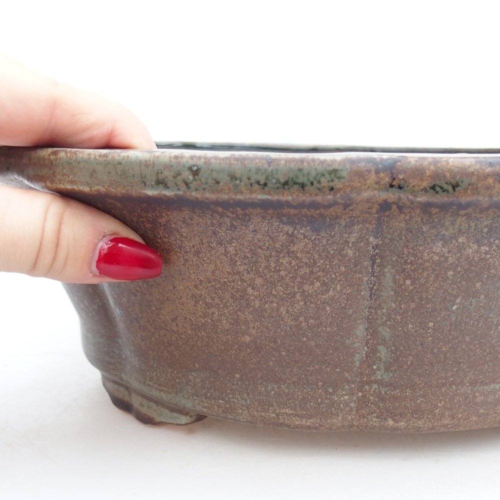 Ceramic bonsai bowl 26,5 x 26,5 x 8,5 cm, green
