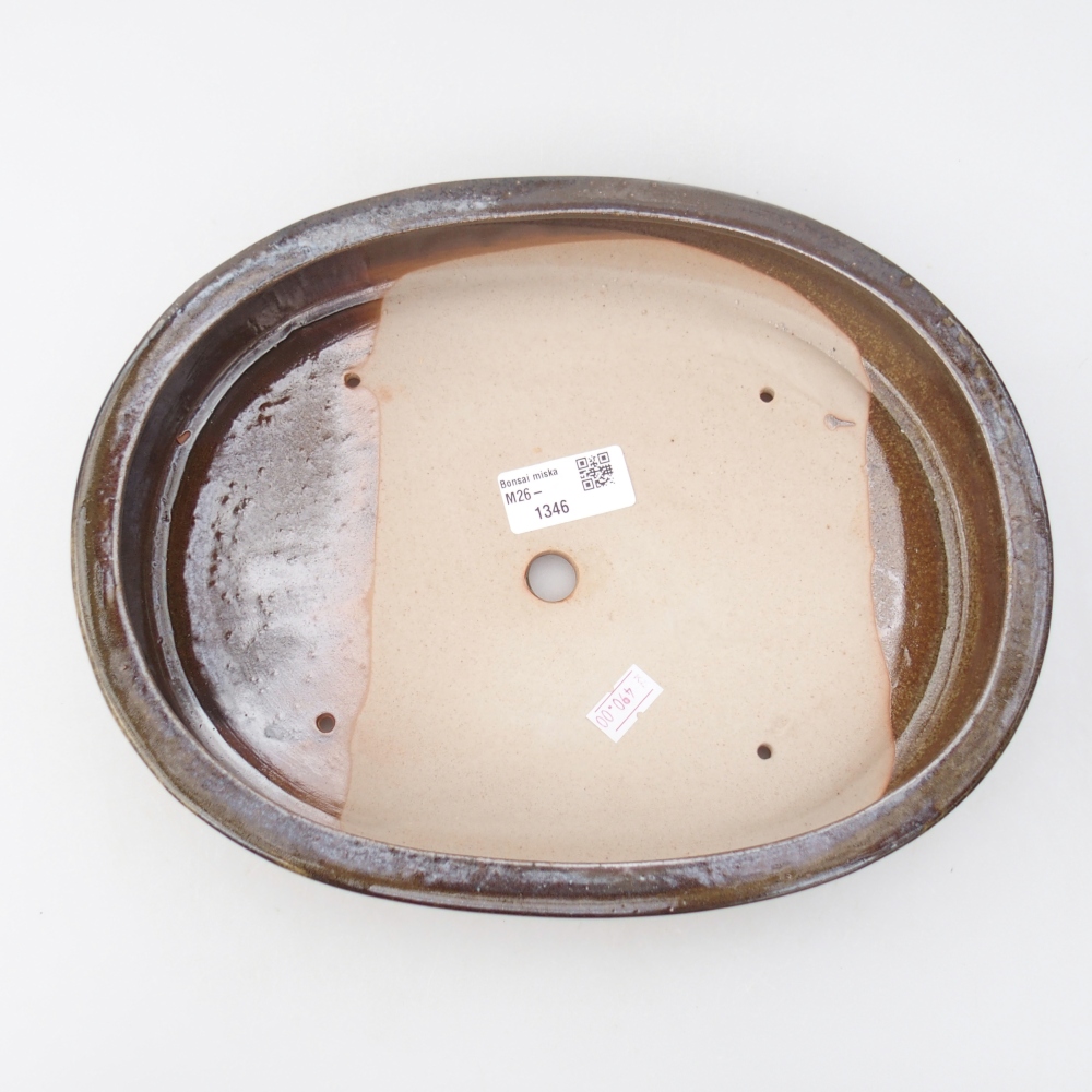Ceramic bonsai bowl 27 x 21 x 5,5 cm, brown