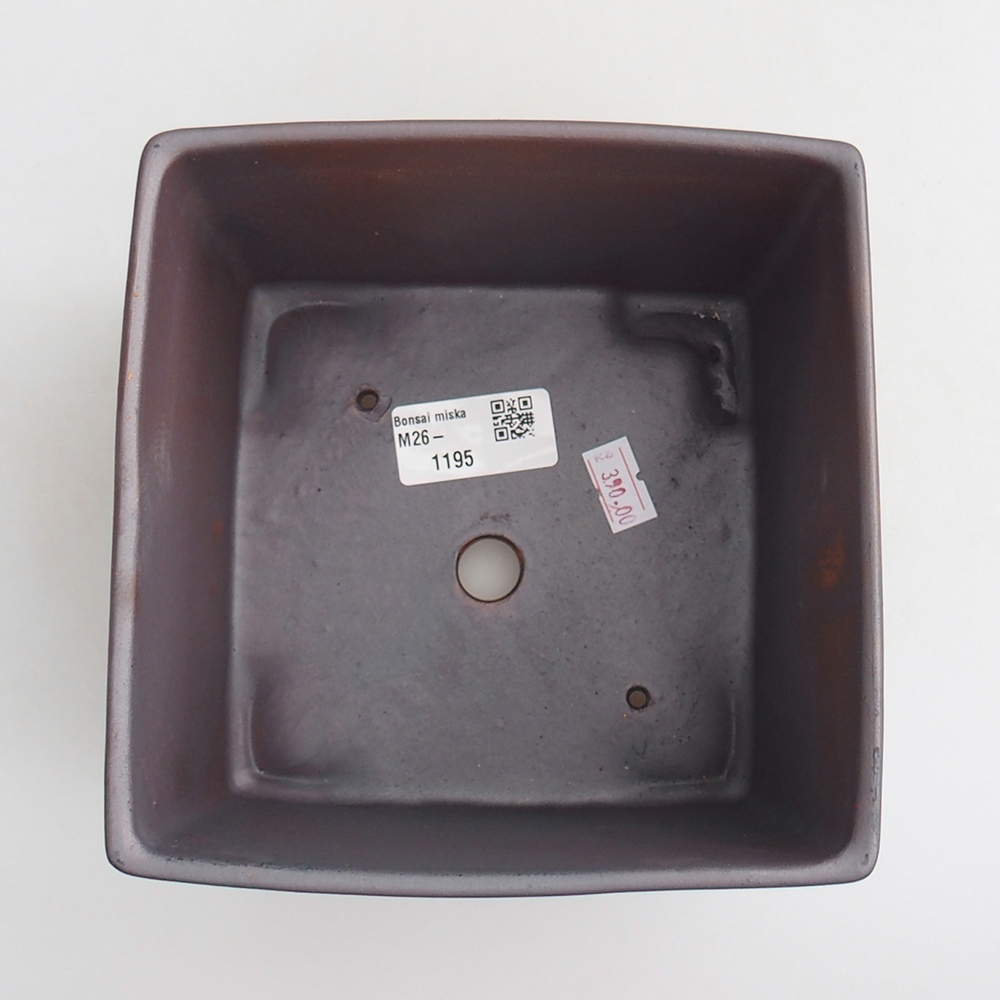 Ceramic bonsai bowl 15 x 15 x 10,5 cm, metal colour