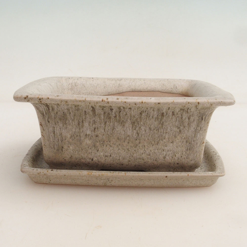 Bonsai bowl + saucer H11 - 11.5 x 10 x 4 cm. - beige