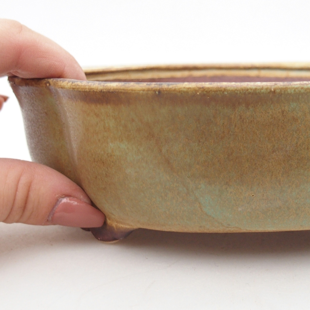 Ceramic bonsai bowl 17 x 15,5 x 5,5 cm, green