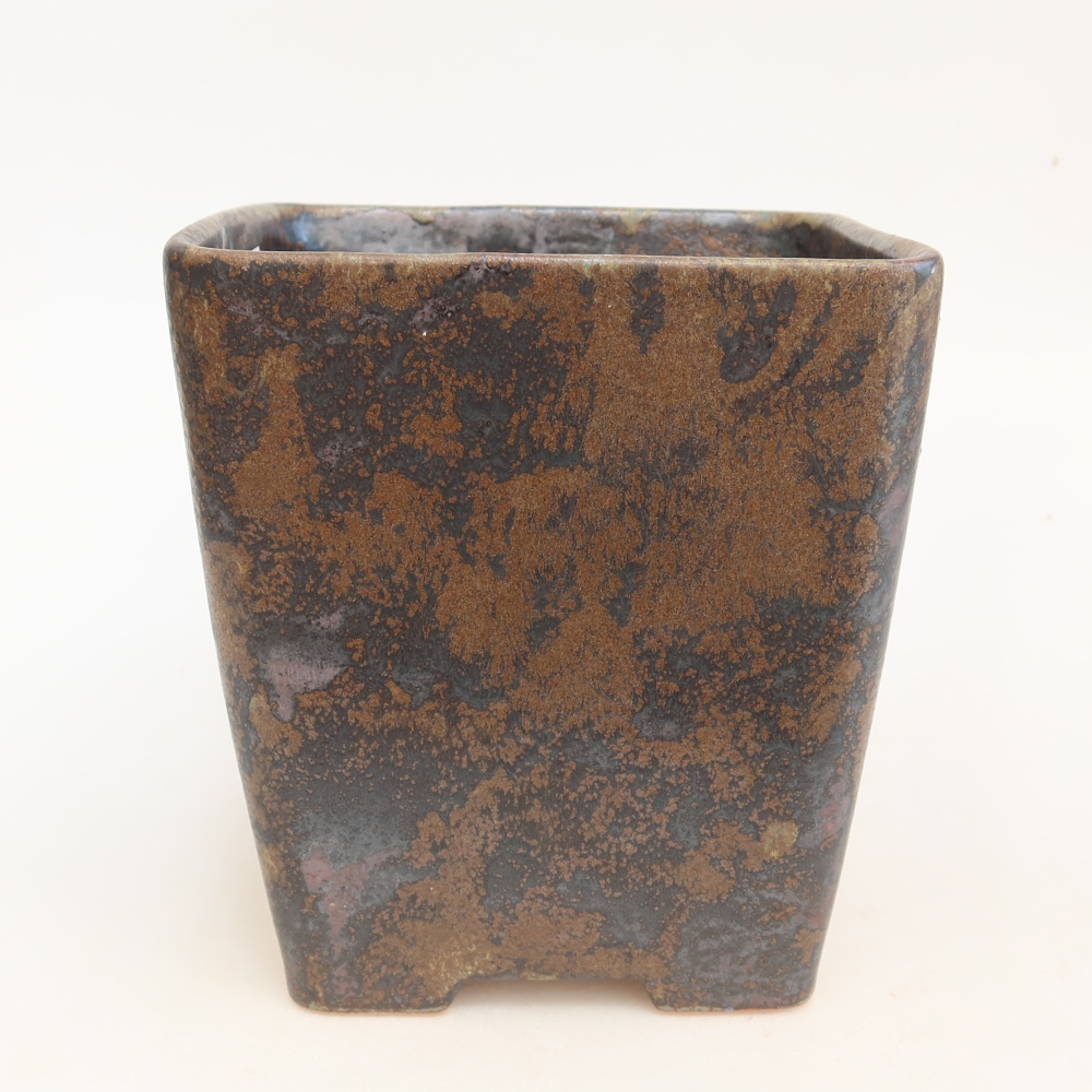 Ceramic bonsai bowl 14 x 14 x 15 cm, brown