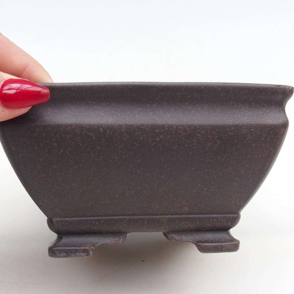 Ceramic bonsai bowl 13 x 13 x 7 cm, colour brownish ochre