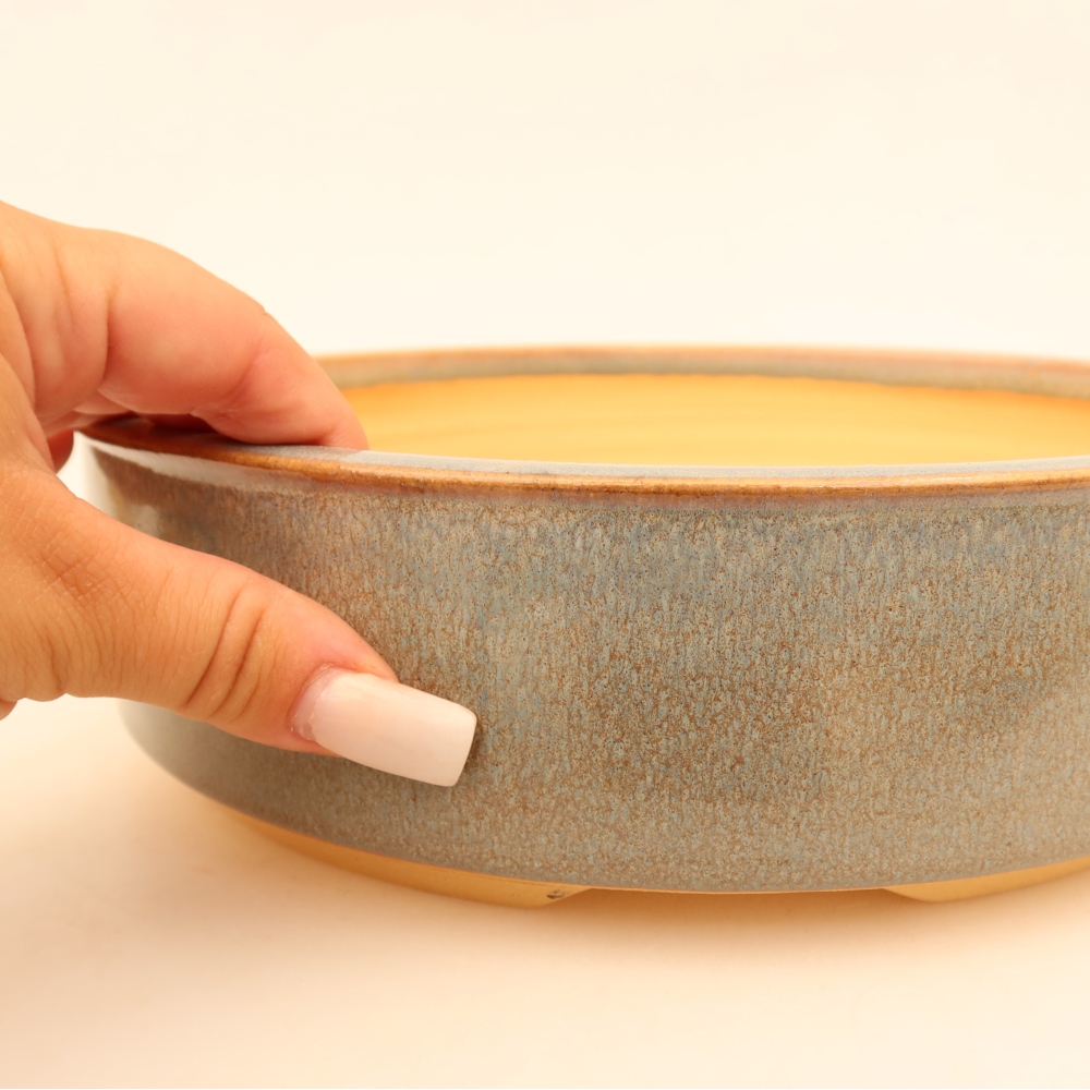 Ceramic bonsai pot, 23.5 x 23.5 x 6.5 cm, gray