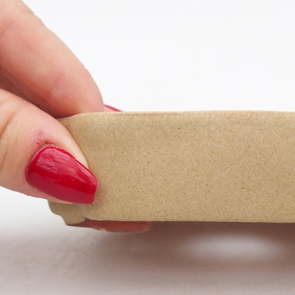 Ceramic bonsai bowl 10 x 8,5 x 2,5 cm, colour beige