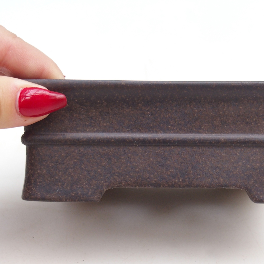 Ceramic bonsai bowl 14,5 x 10,5 x 5 cm, colour brownish ochre