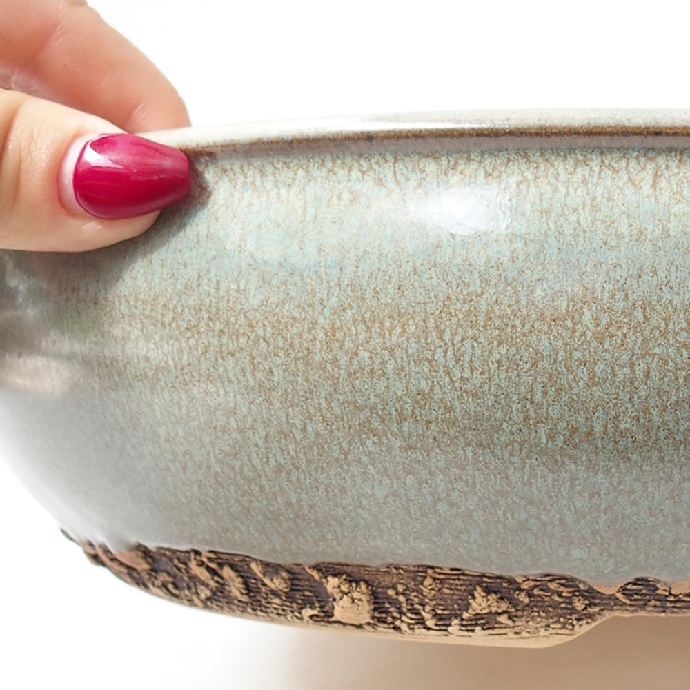 Ceramic bonsai bowl 27 x 27 x 7 cm, color green
