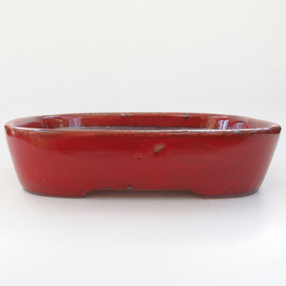 Ceramic bonsai bowl 22,5 x 17,5 x 5,5 cm, colour red