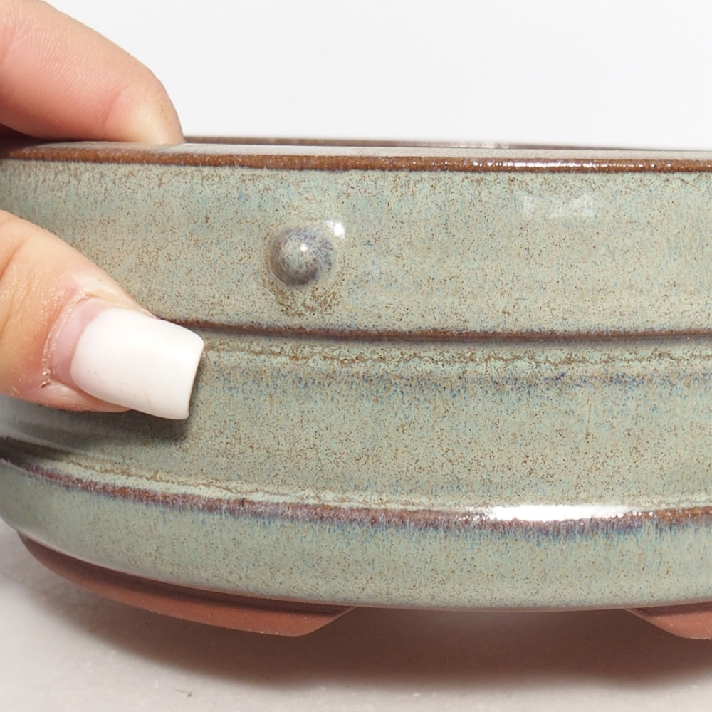 Ceramic bonsai bowl 17 x 17 x 6 cm, green