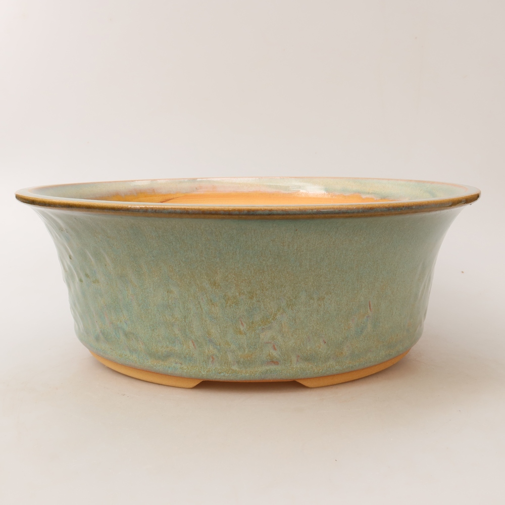 Ceramic bonsai pot, 29 x 29 x 9.5 cm, green